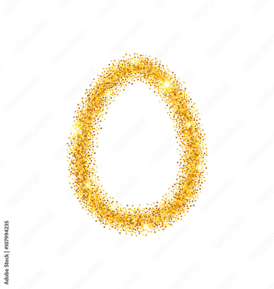 Abstract Happy Easter Golden Glitter Egg with Place for Your Text Abstract Happy Easter Golden Glitter Egg with Place for Your Text