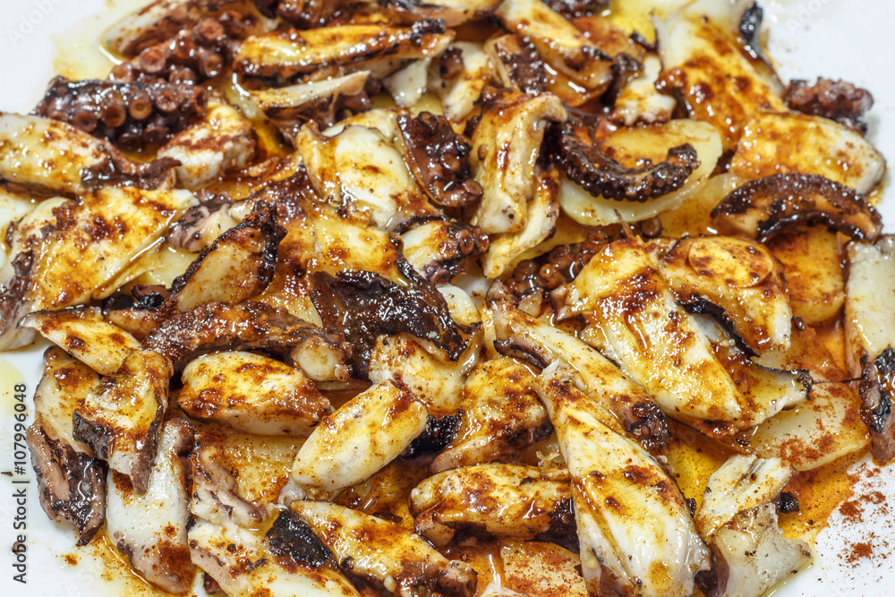 pulpo a la gallega, typical spanish dish.