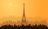 silhouette of paris city