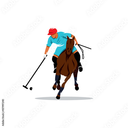 Polo horse and player. Vector Illustration.