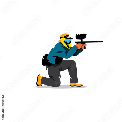 Paintball player. Vector Illustration.