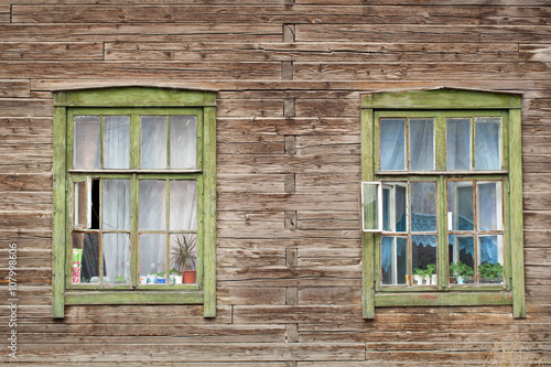 old windows, vintage house