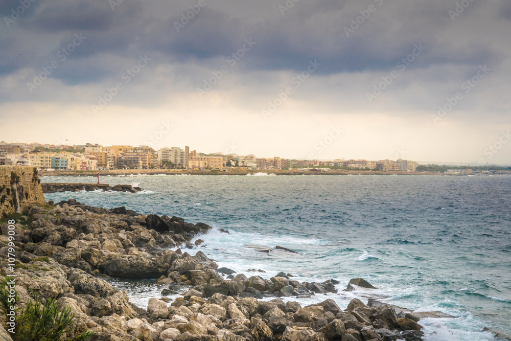 Otranto city view from the coast.