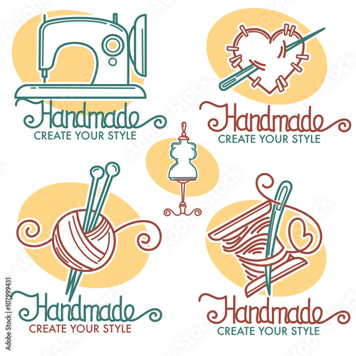 handmade logo collection in linear style