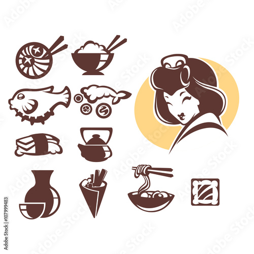 vector collection of japanese food symbols