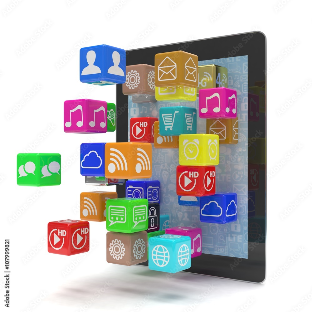 icon app fall in laptop. 3d rendering. icon app fall in laptop. 3d rendering.