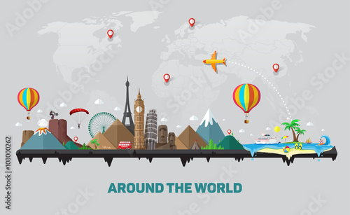 Travel and tourism background. Around the world
