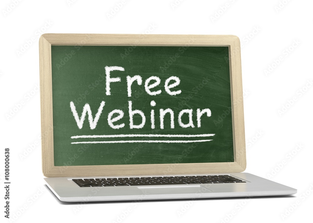 Laptop with chalkboard, free webinar, online education concept. 3d rendering. Laptop with chalkboard, free webinar, online education concept. 3d rendering.