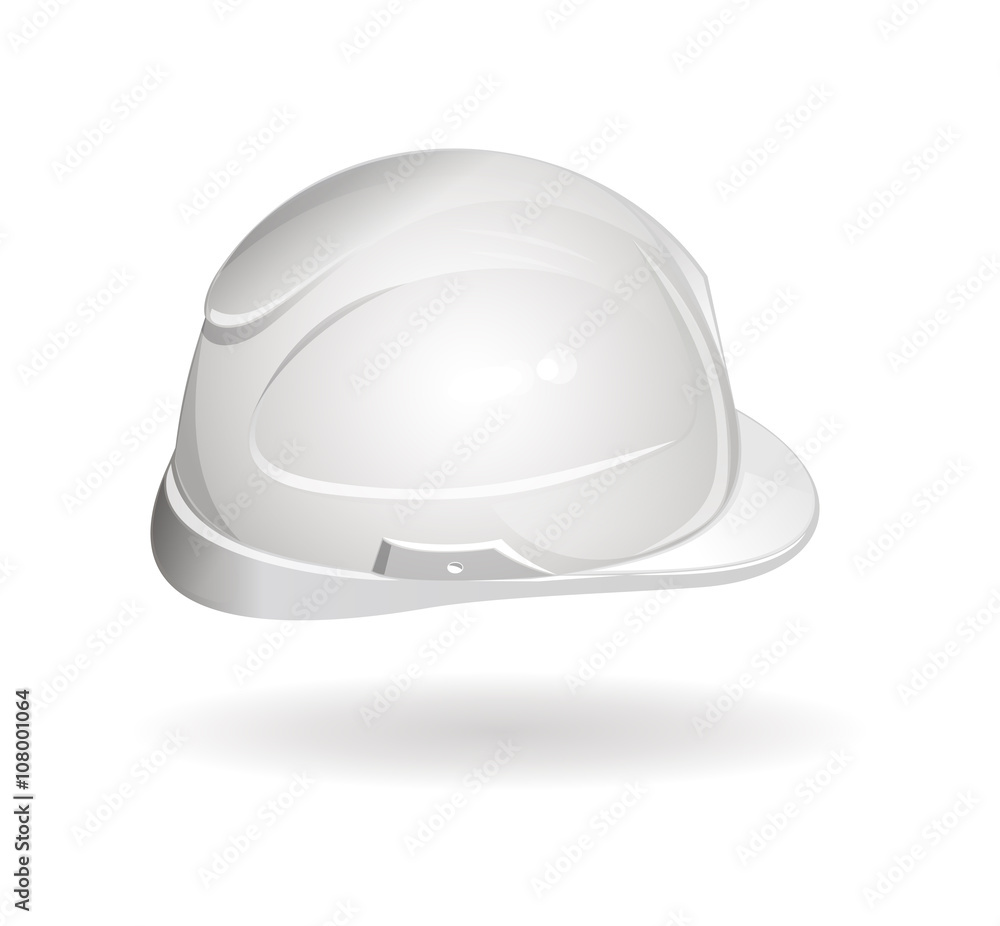 Fototapeta premium Working helmet (side view), hard hat logo icon. Realistic vector illustration isolated on white background