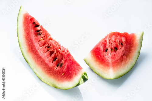 Slices of watermelon isolated on white background. Summer fruit