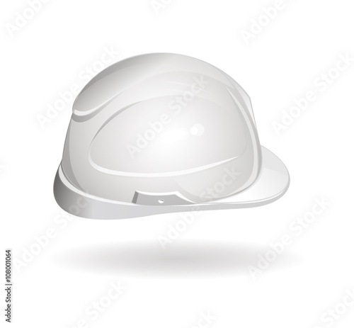 Working helmet (side view), hard hat logo icon. Realistic vector illustration isolated on white background