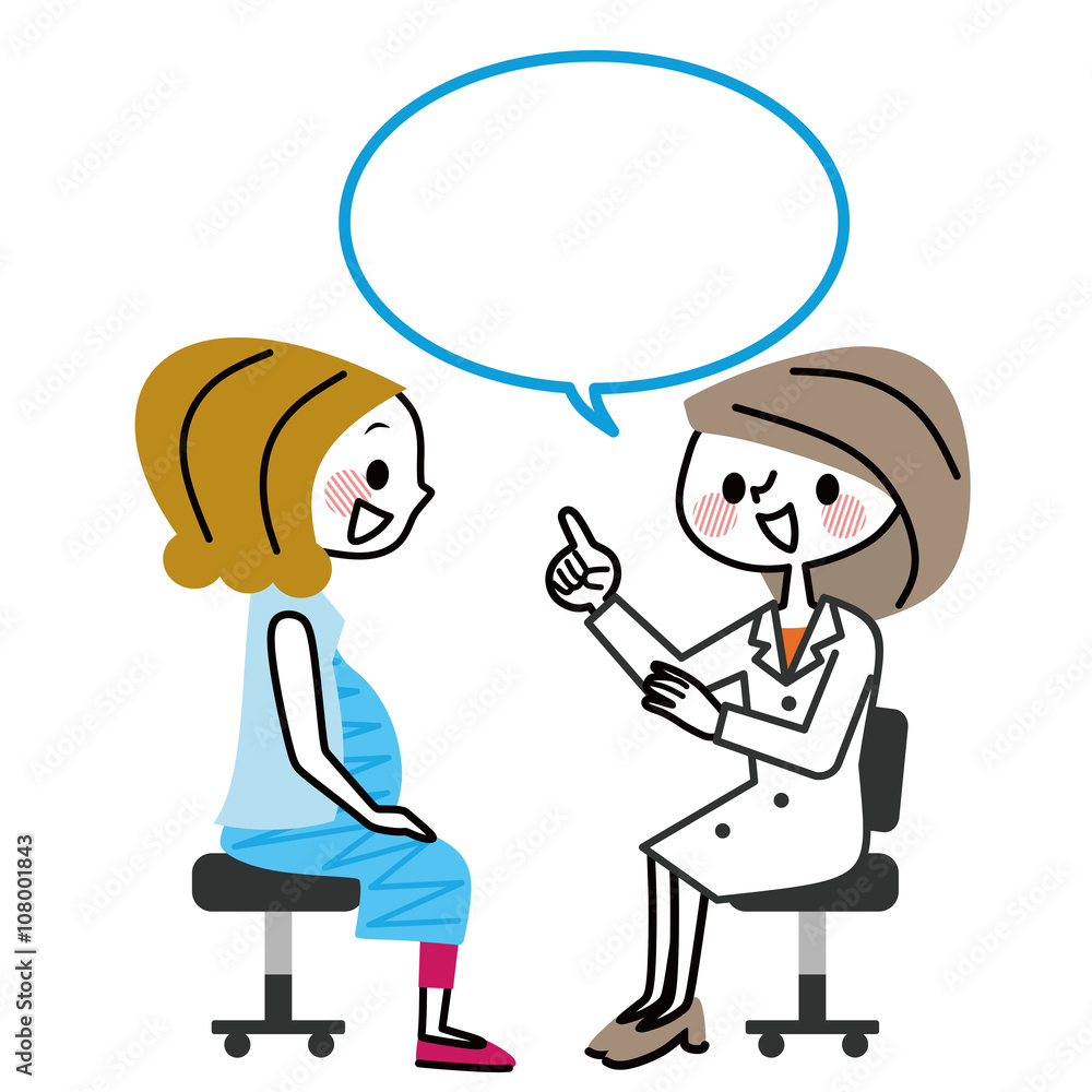 妊婦　診察　笑顔　吹き出し