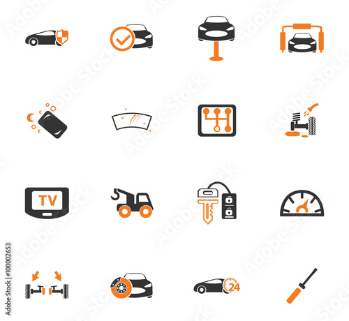 Car shop icons set