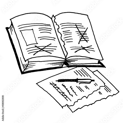 Corrections, proofreading, editing, pen, correction. Drawing by hand