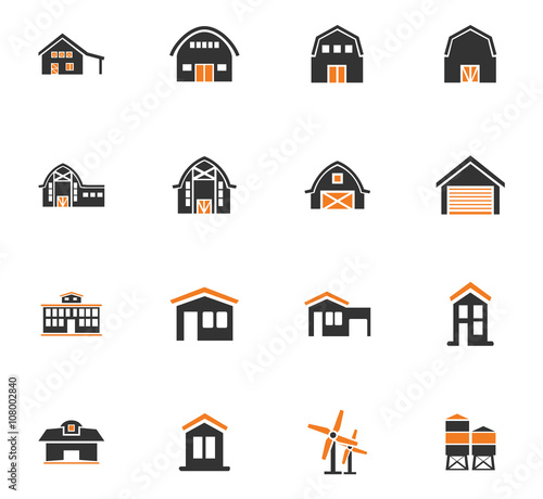 farm building icon set