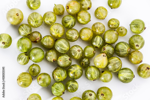 Gooseberries fruits on white background. 