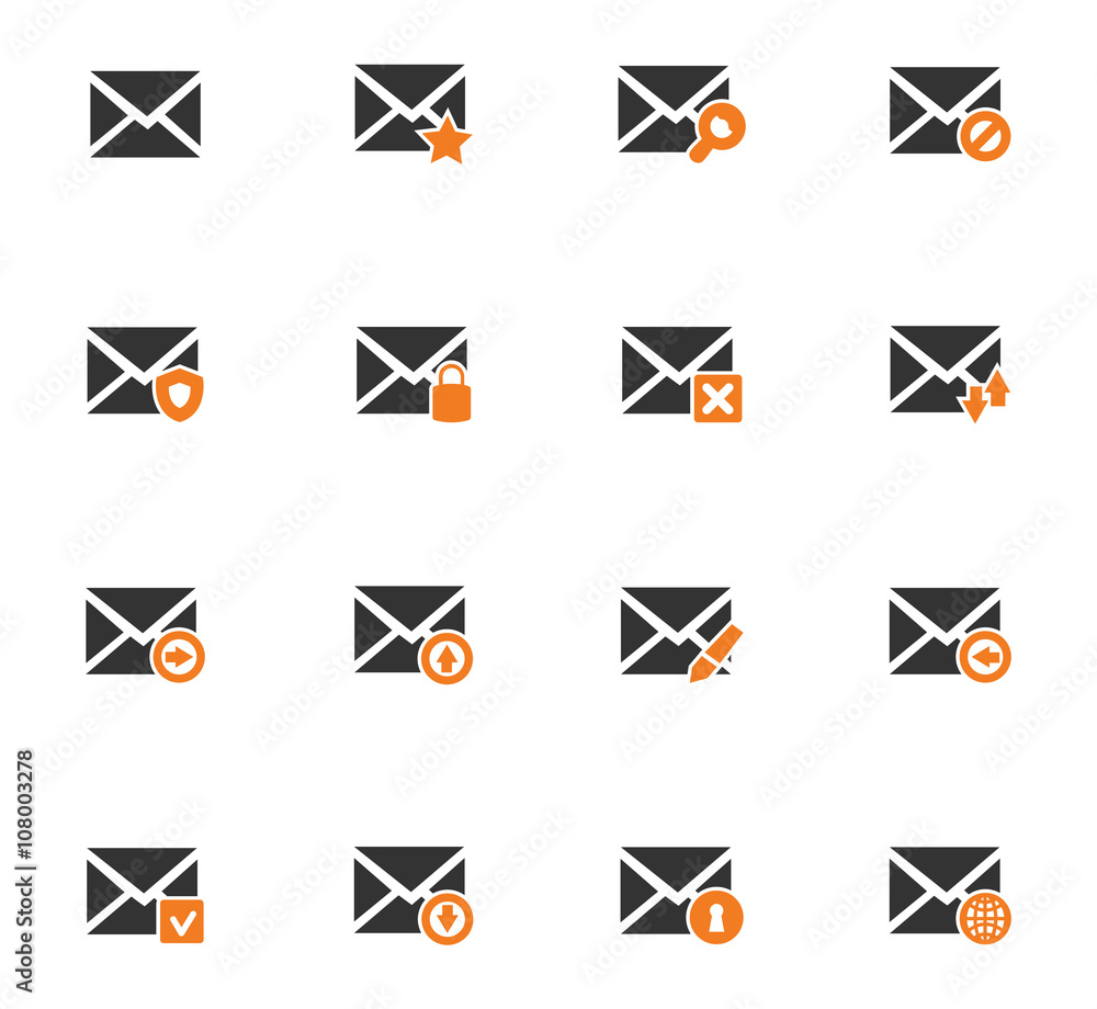 Mail and envelope icons set Mail and envelope icons set