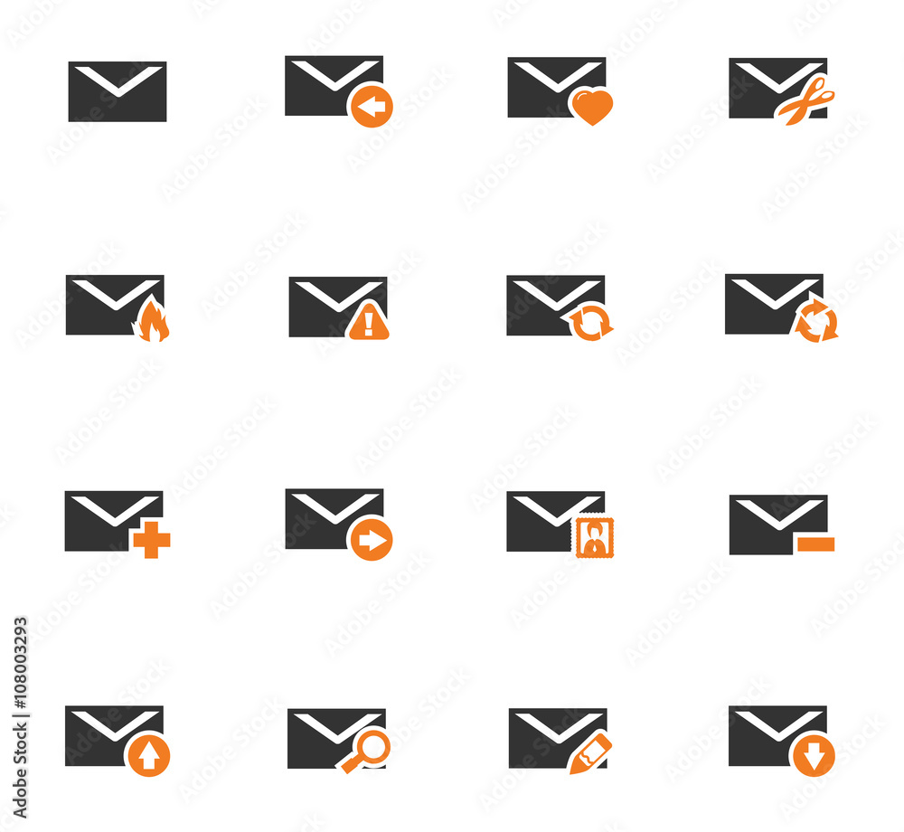 Mail and envelope icons set Mail and envelope icons set