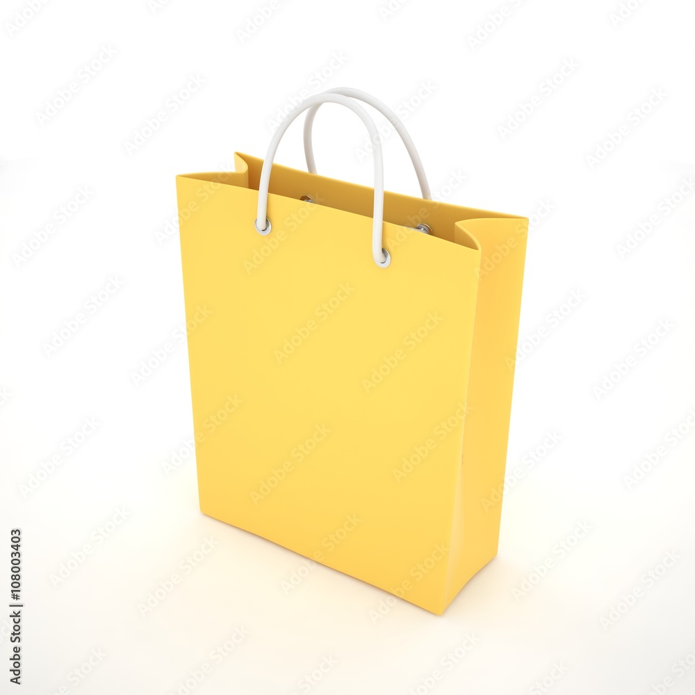 Paper Shopping Bag isolated on white background. 3d rendering. Paper Shopping Bag isolated on white background. 3d rendering.