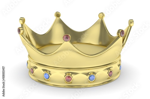 Golden crown. 3D rendering.