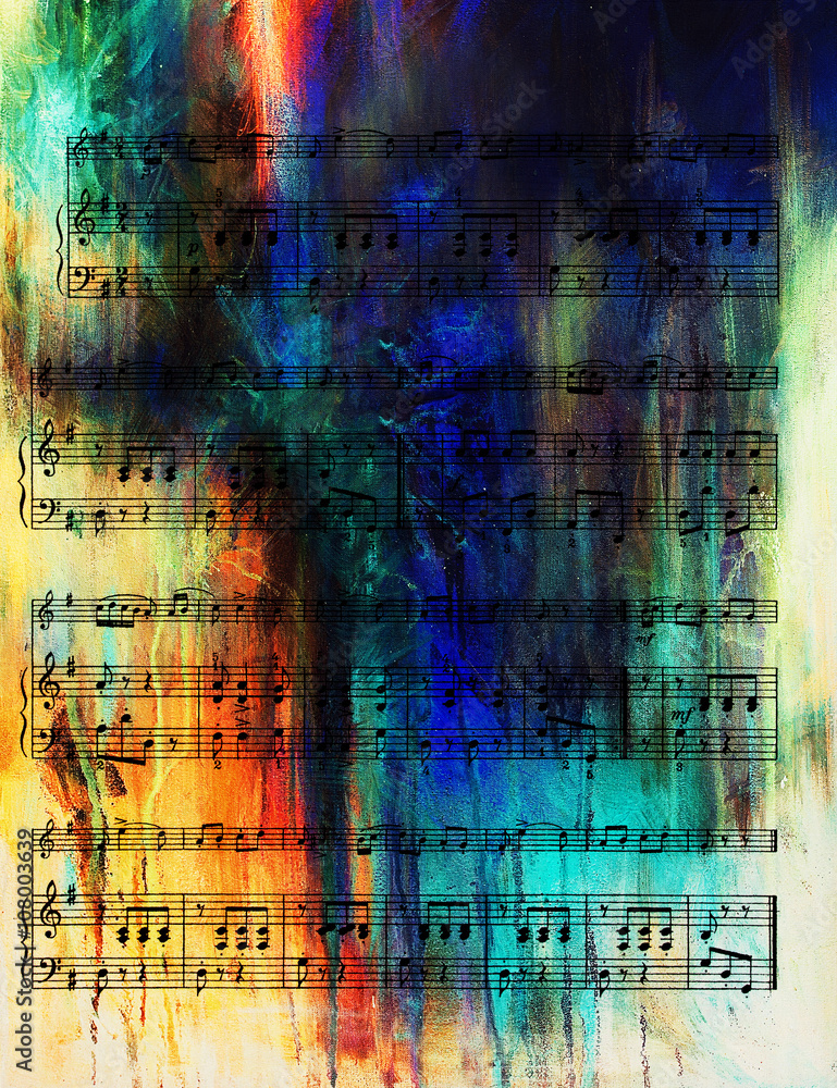 old music note and vintage effect, musical background.