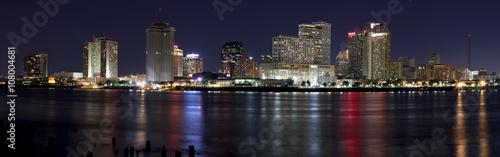 Panoramic Downtown New Orleans, Louisiana from the Mississippi River at night © Aneese