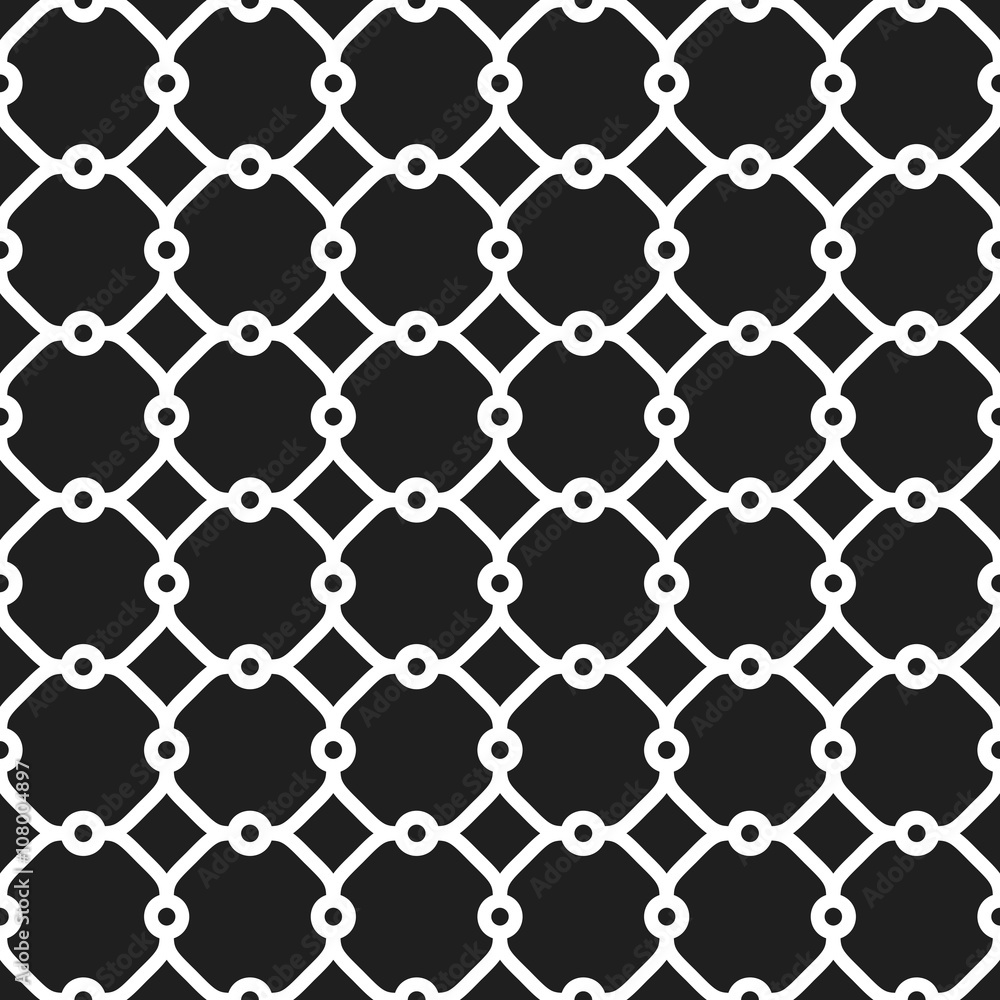 Naklejka premium Geometric ornament with fine elements. Seamless black and white pattern for wallpapers and backgrounds
