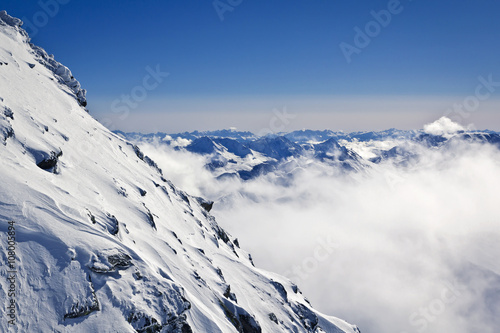 frosty foggy mountains