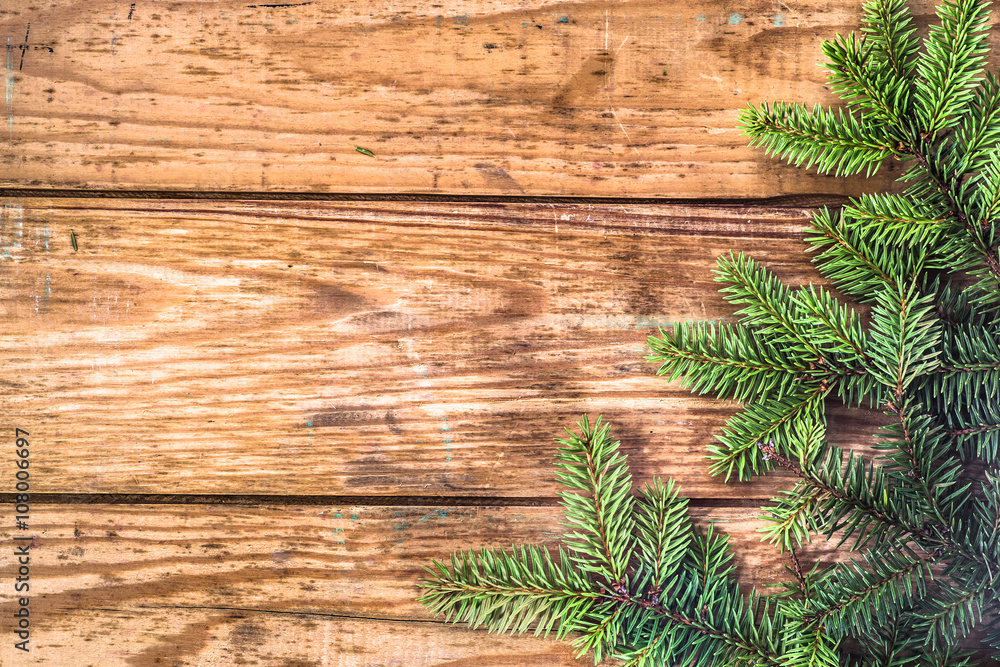Green fir branches, christmas rustic background with copy space Green fir branches, christmas rustic background with copy space