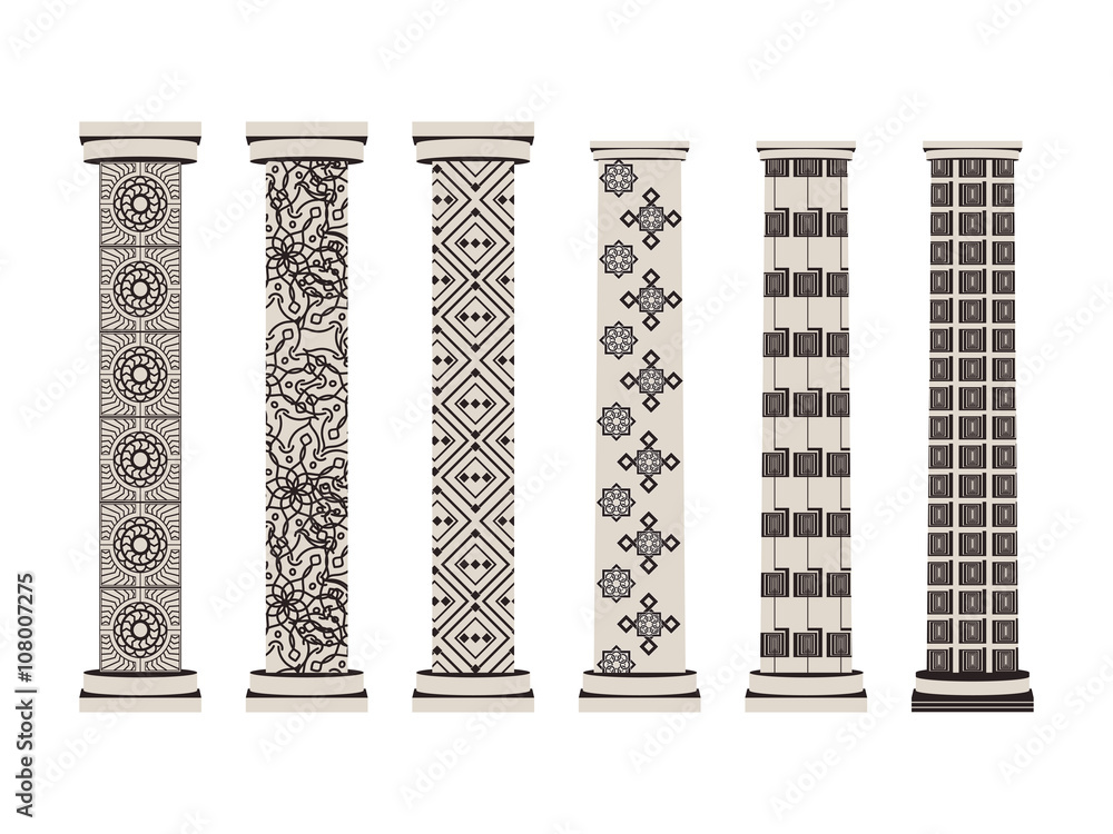 Column. Doric, Roman style. Set of columns. Vector illustration. Stock ...