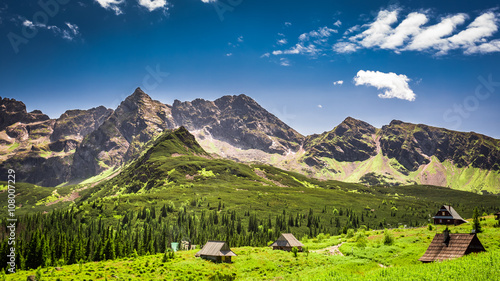 Little huts in the Tatra mountains in Poland