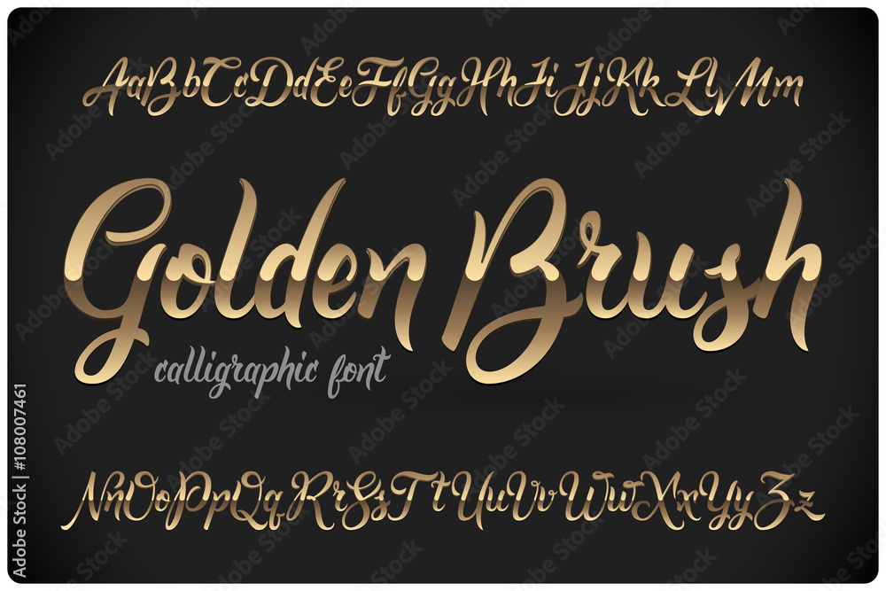 Golden Brush calligraphic font with glossy metall effect Golden Brush calligraphic font with glossy metall effect