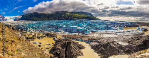 Panorama of Vatnajokull glacier and mountains, Iceland photo