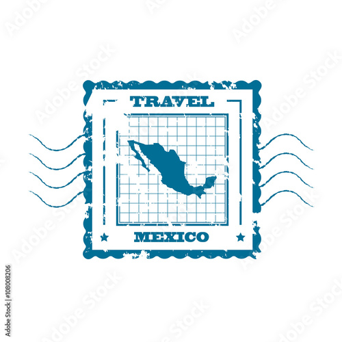 Rubber Stamp with Map of Mexico,vector illustration