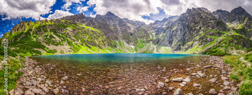 Panorama of lake in the Tatra mountains, Poland
