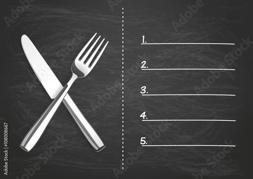 Blackboard Knife Forke Menu List
