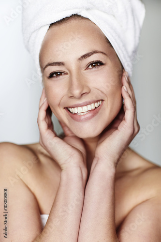 Portrait of gorgeous woman in towel