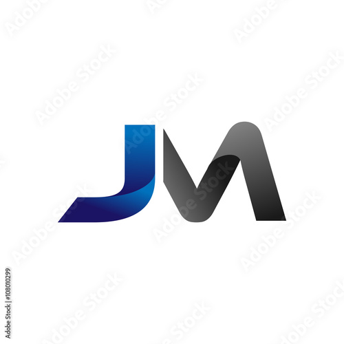 Modern Simple Initial Logo Vector Blue Grey Letters jm