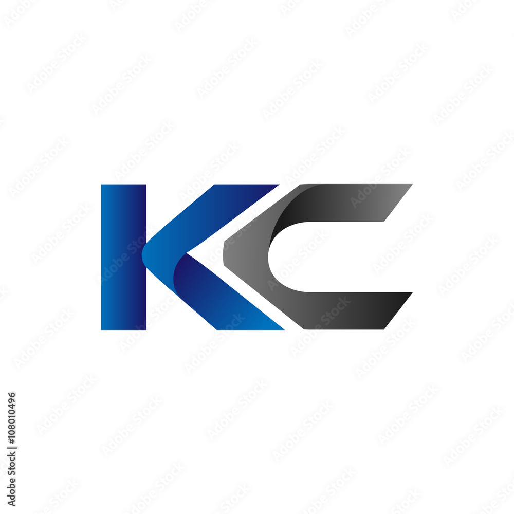 Modern Simple Initial Logo Vector Blue Grey Letters kc Modern Simple Initial Logo Vector Blue Grey Letters kc