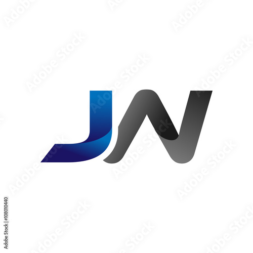 Modern Simple Initial Logo Vector Blue Grey Letters jw