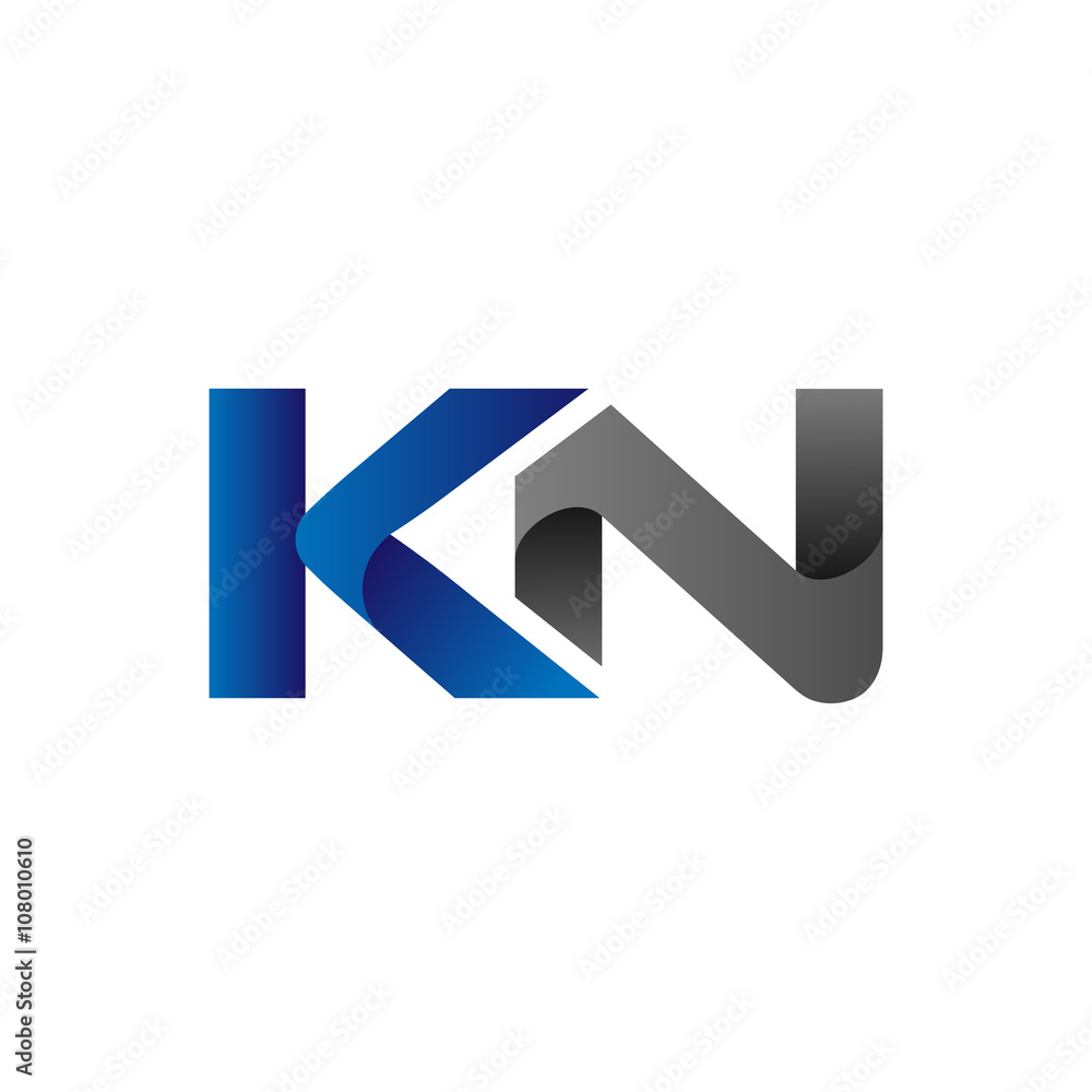 Modern Simple Initial Logo Vector Blue Grey Letters kn Modern Simple Initial Logo Vector Blue Grey Letters kn