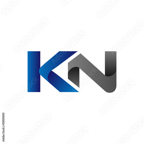 Modern Simple Initial Logo Vector Blue Grey Letters kn