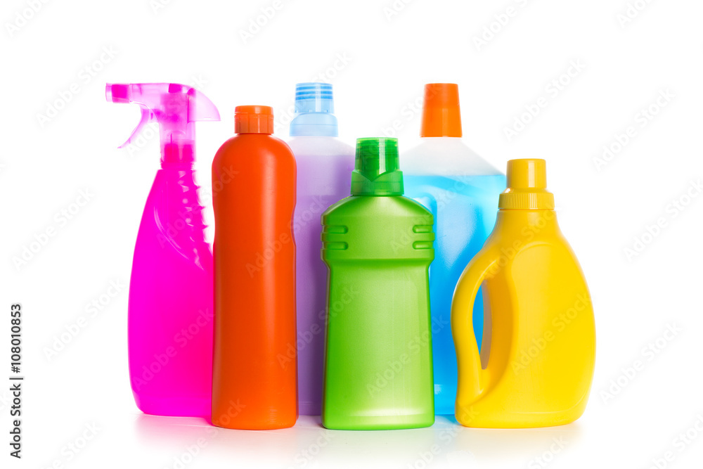 Cleaning product plastic container for house clean on white background Cleaning product plastic container for house clean on white background