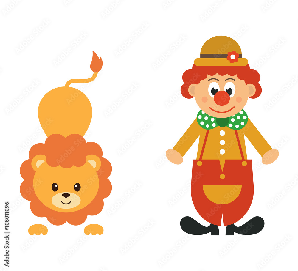 cartoon lion and clown cartoon lion and clown