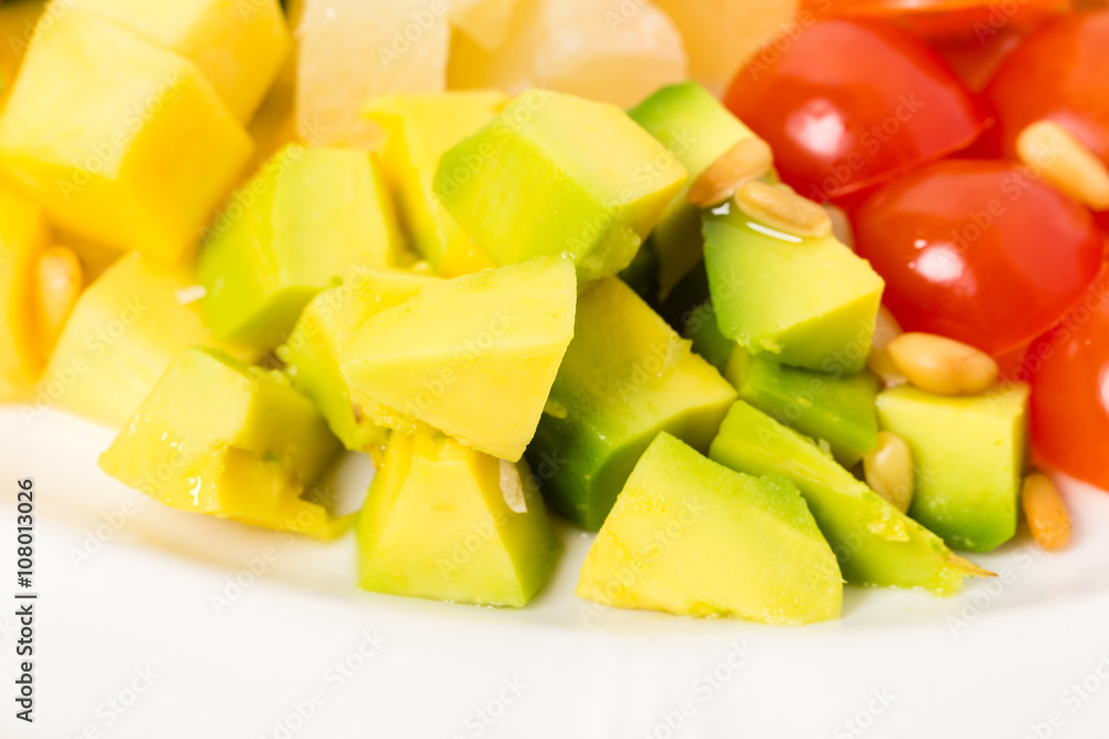 Jumbo shrimp salad with avocado and mango. Jumbo shrimp salad with avocado and mango.
