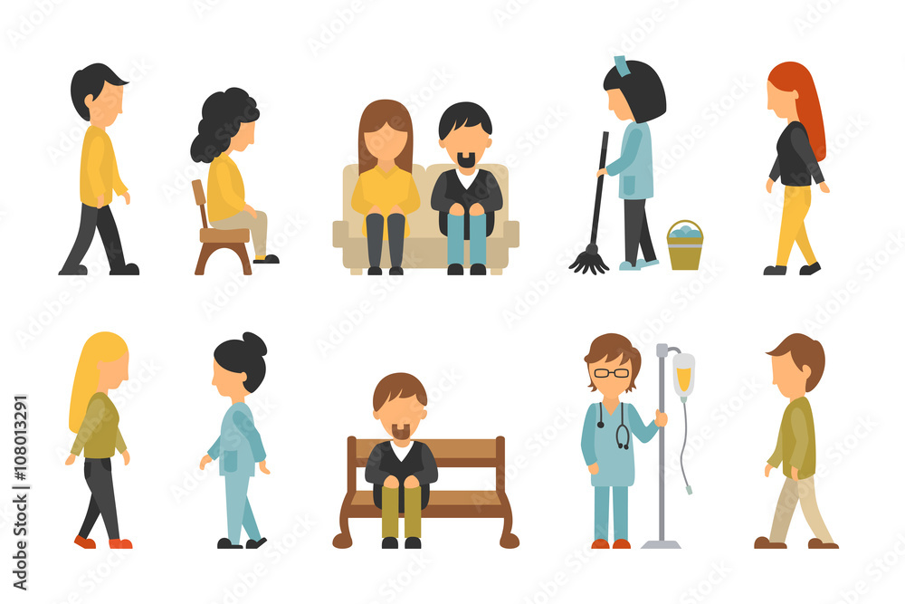 Medical Staff Flat, Isolated On White Background, Doctor, Nurse, Care, People Vector Illustration, Graphic Editable For Your Design