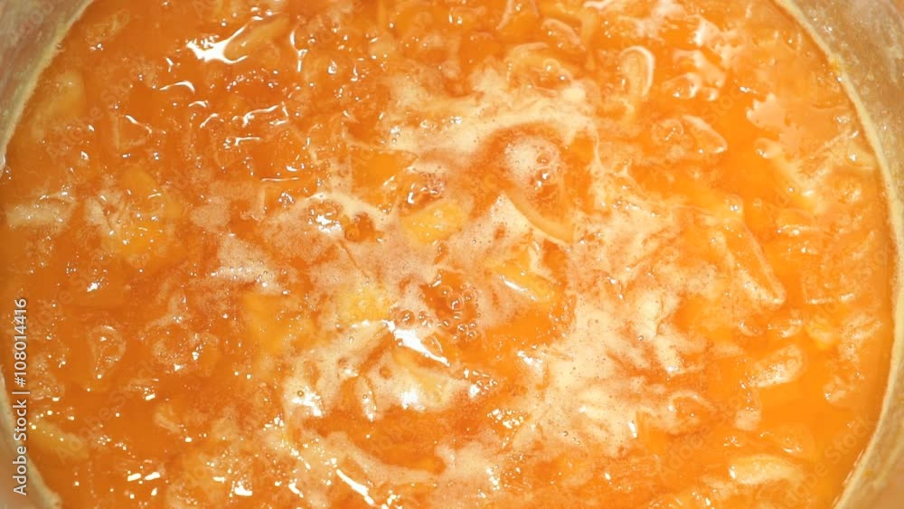 Preparation of pumpkin jam in a saucepan Preparation of pumpkin jam in a saucepan