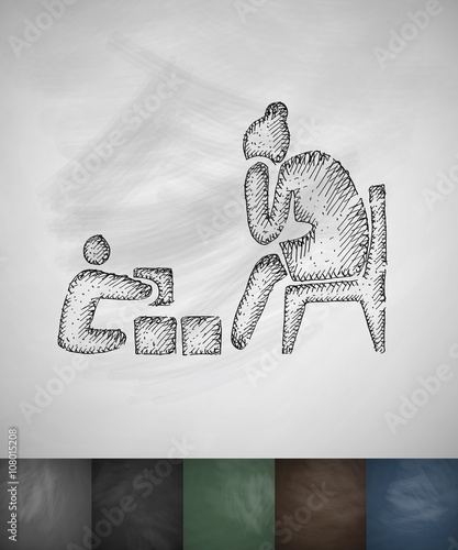 grandmother and grandson icon. Hand drawn vector illustration