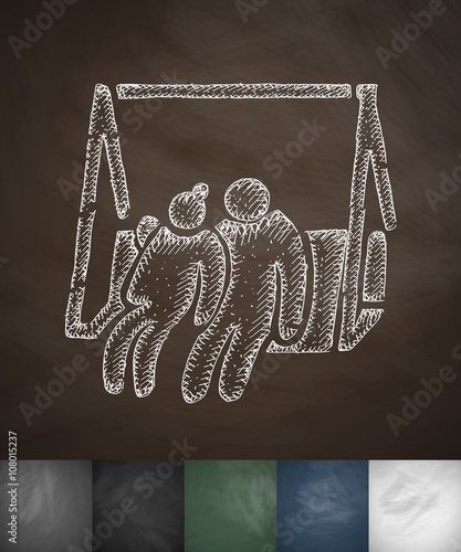 elderly on swing icon. Hand drawn vector illustration