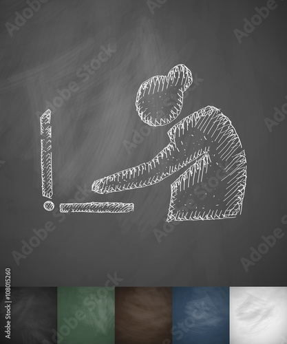 laptop old woman icon. Hand drawn vector illustration